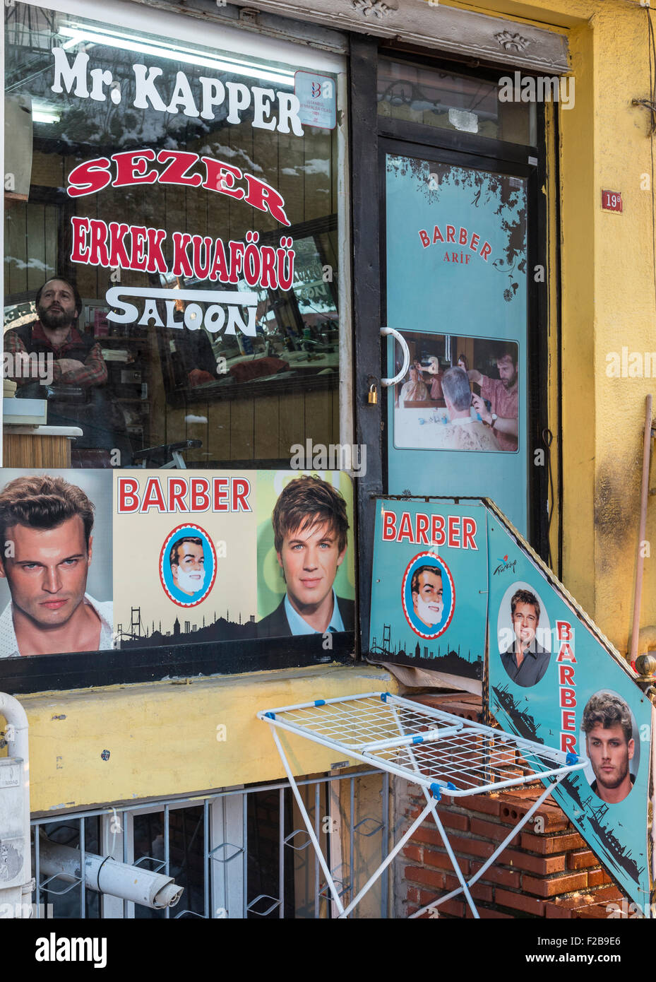 A barbers shop in a side street, Sultanahmet, Istanbul, Turkey Stock Photo