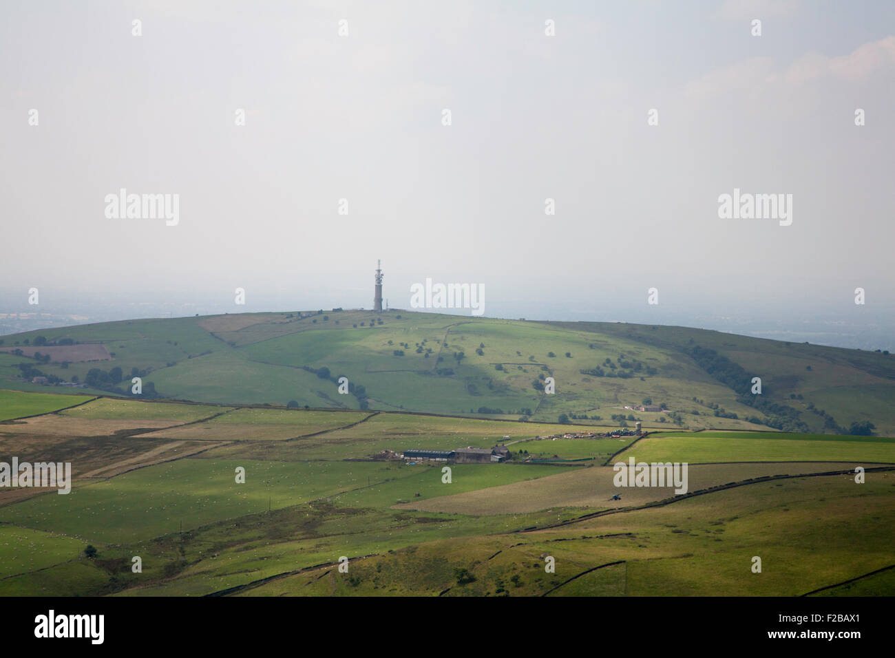 Television Mast Sutton Common from the summit of Shutlingsloe near Macclesfield Cheshire Stock Photo