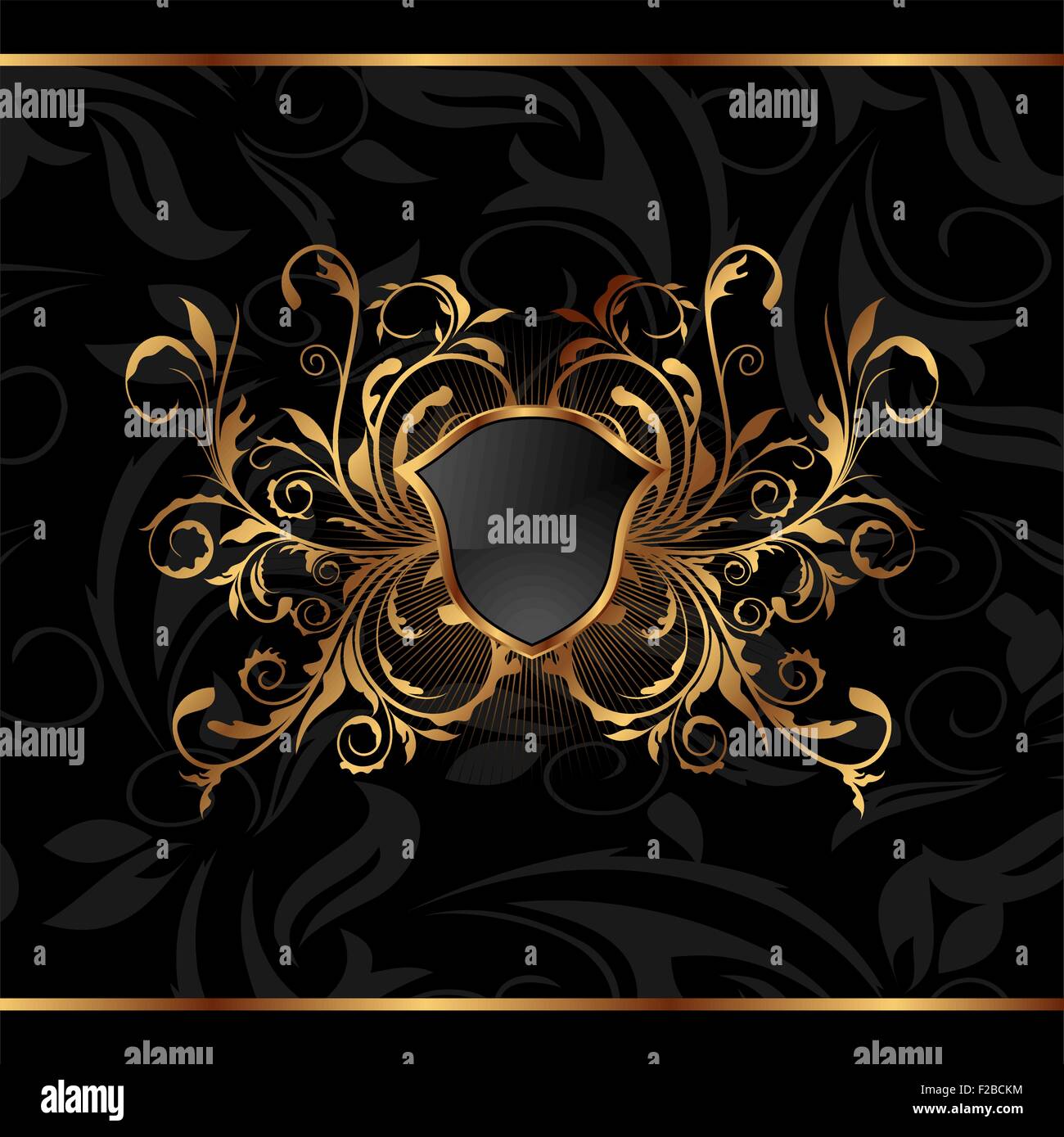 golden ornate frame with shield Stock Vector Image & Art - Alamy