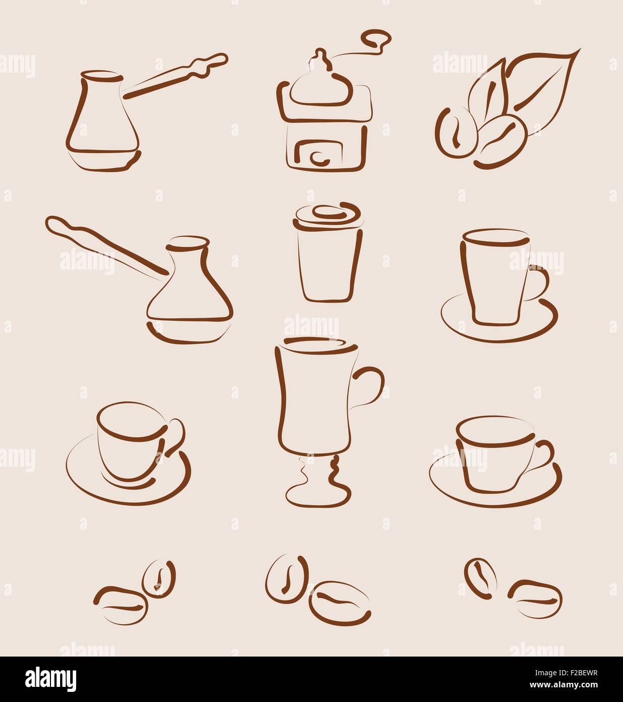 Sketch set coffee design elements - vector Stock Vector Image & Art - Alamy