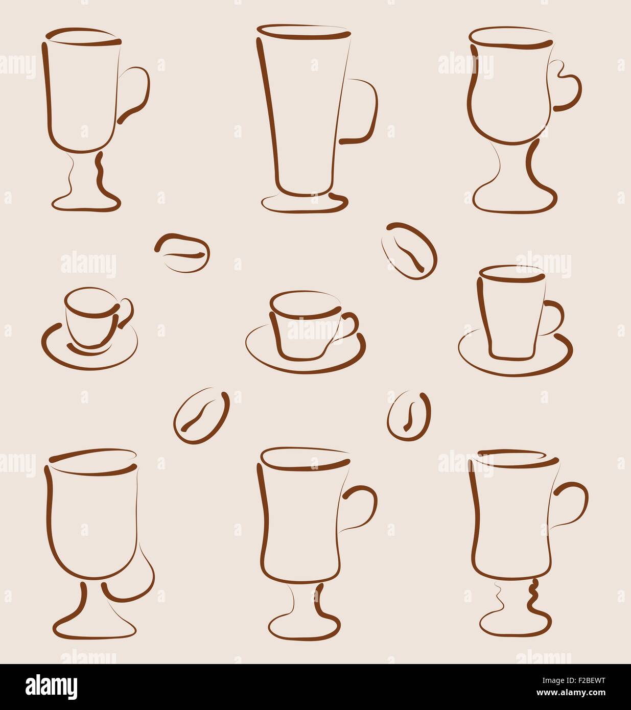 Outline set coffee and tea design elements Stock Vector Image & Art - Alamy