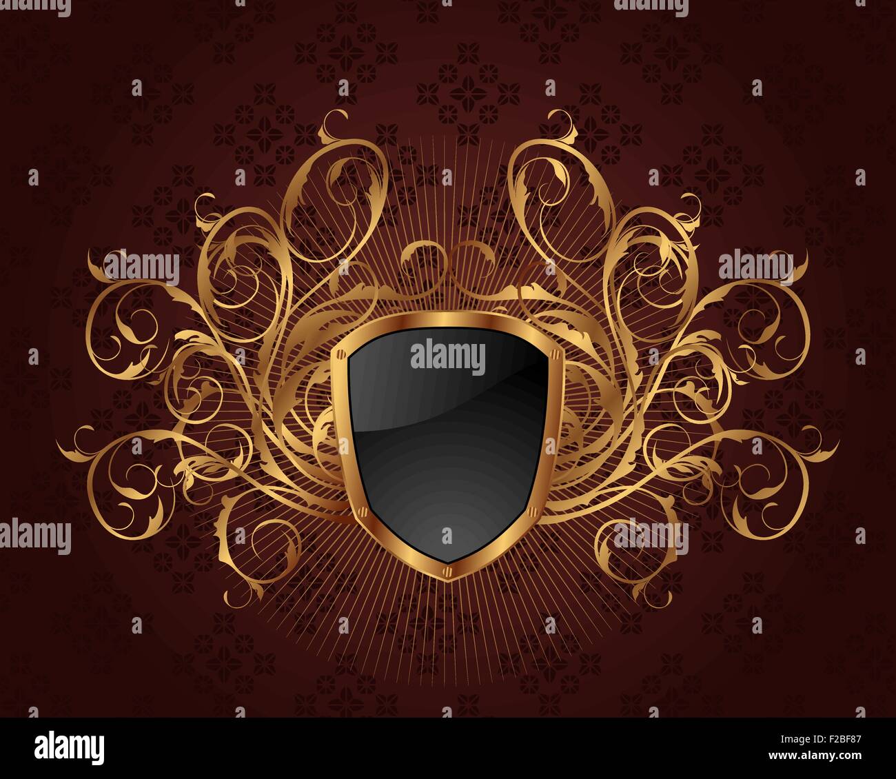 golden ornate frame with shield Stock Vector Image & Art - Alamy