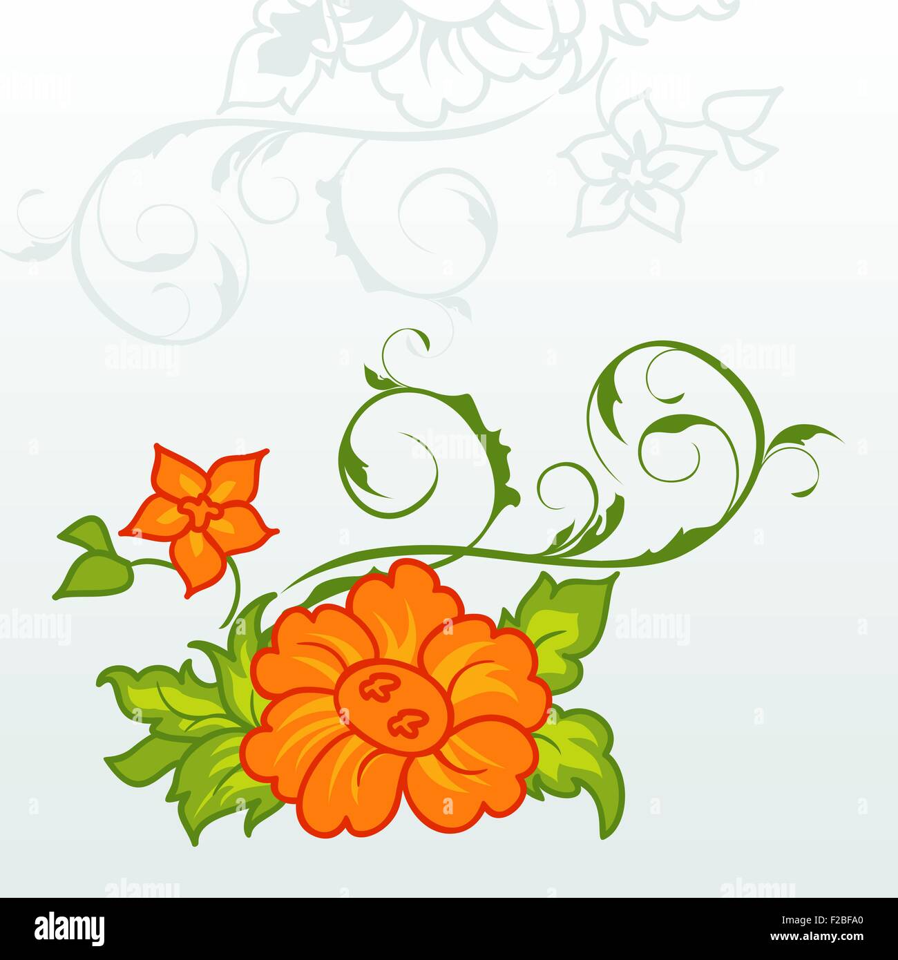 cute orange flowers with ornament Stock Vector Image & Art - Alamy