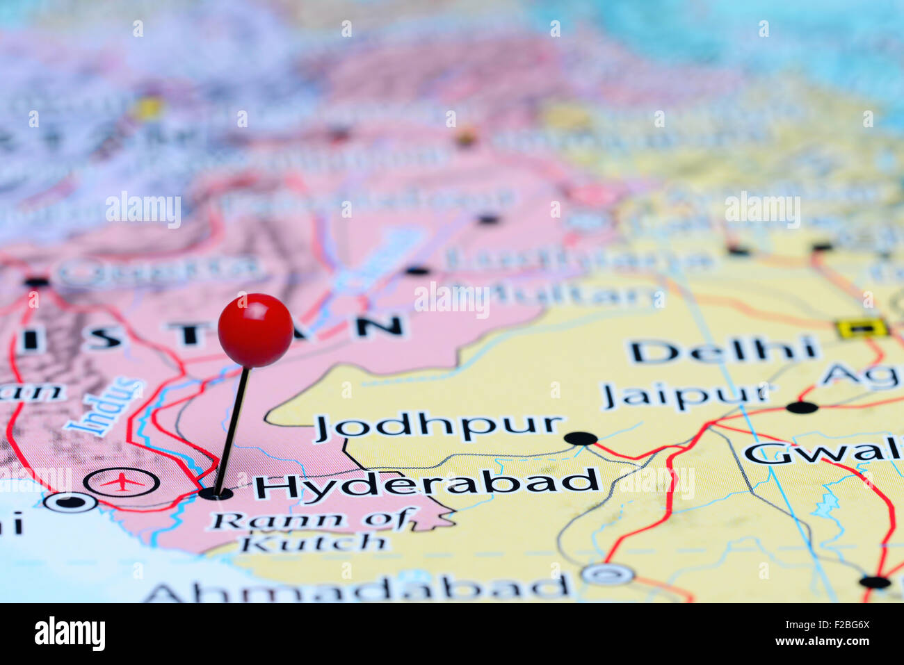 Hyderabad In World Map Hyderabad Pinned On A Map Of Asia Stock Photo - Alamy