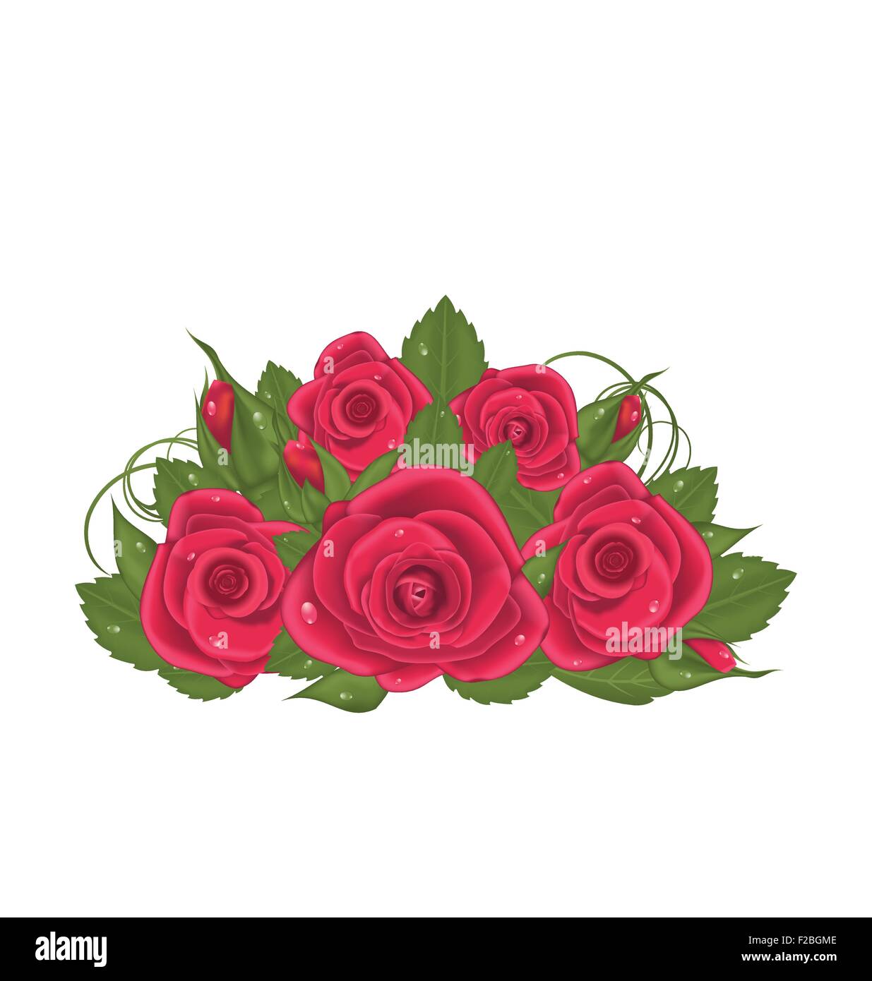 Bouquet red roses isolated on white background Stock Vector Image & Art ...