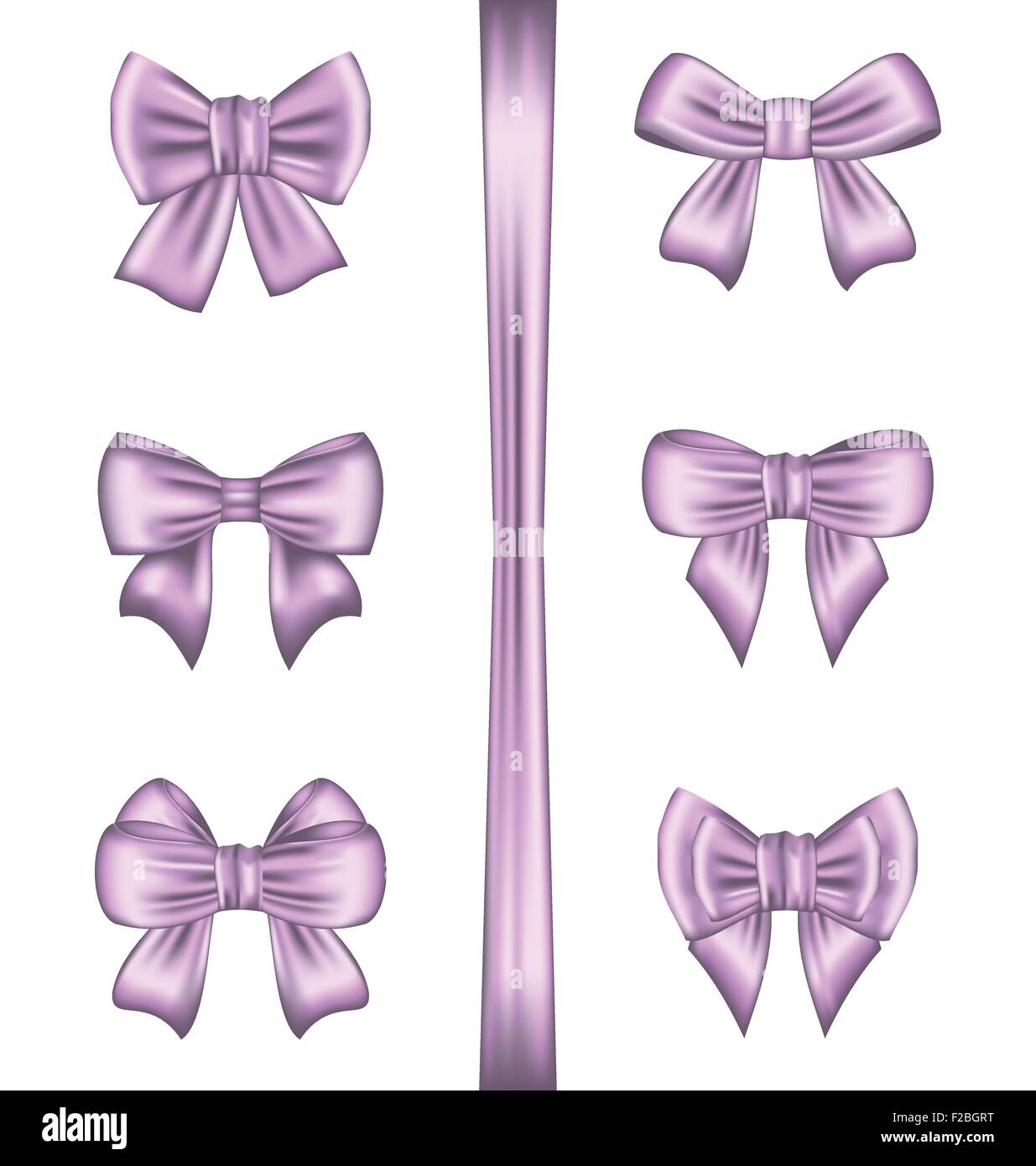 Set various gift bows isolated on white background Stock Vector Image