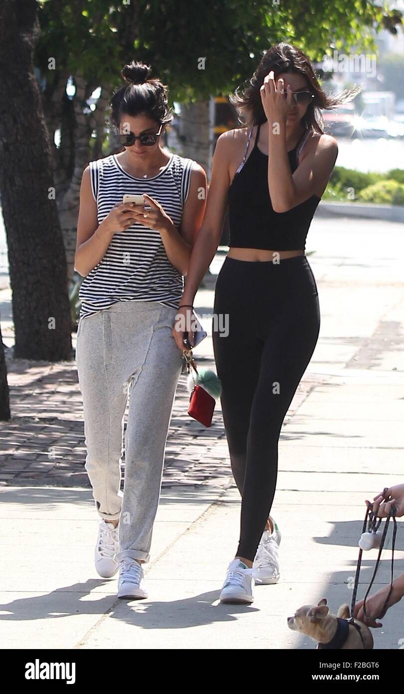 Kendall Jenner showing her midriff in a two piece black sportswear as she  goes out and about with a friend Featuring: Kendall Jenner Where: Los  Angeles, United States When: 15 Jul 2015