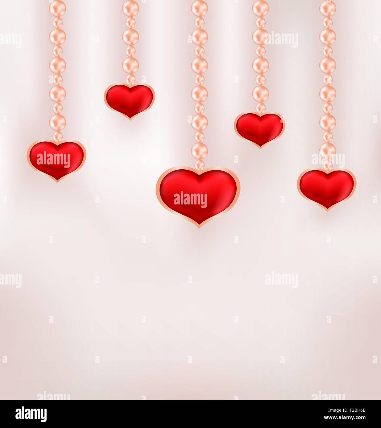 Background for Valentine Day with red hearts and pearl Stock Vector ...
