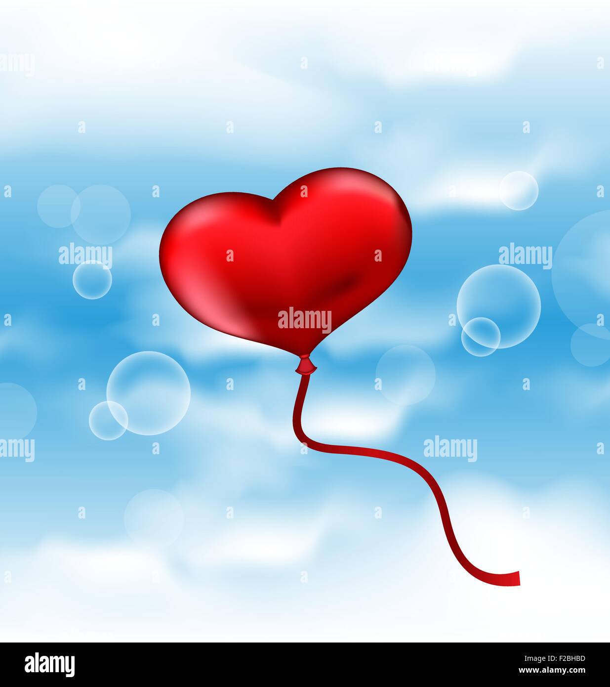 Balloon in the shape of heart in blue sky Stock Vector Image & Art - Alamy