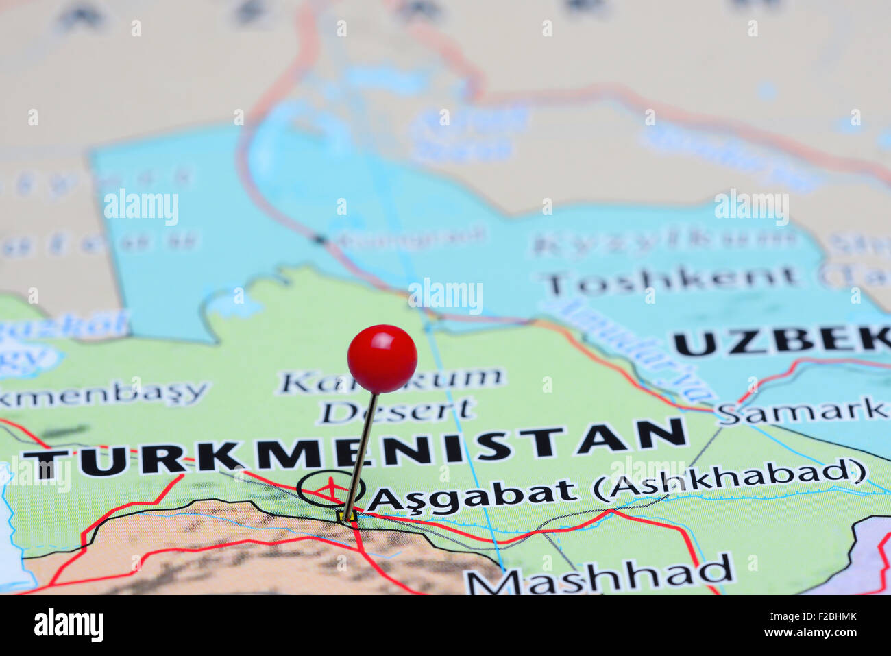 Ashkhabad pinned on a map of Asia Stock Photo - Alamy