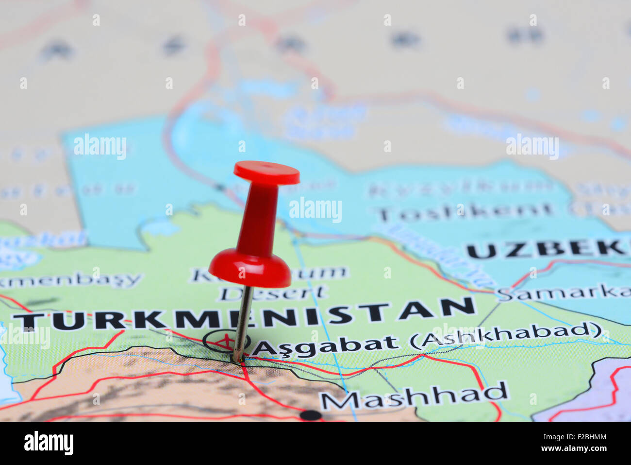 Ashkhabad pinned on a map of Asia Stock Photo - Alamy