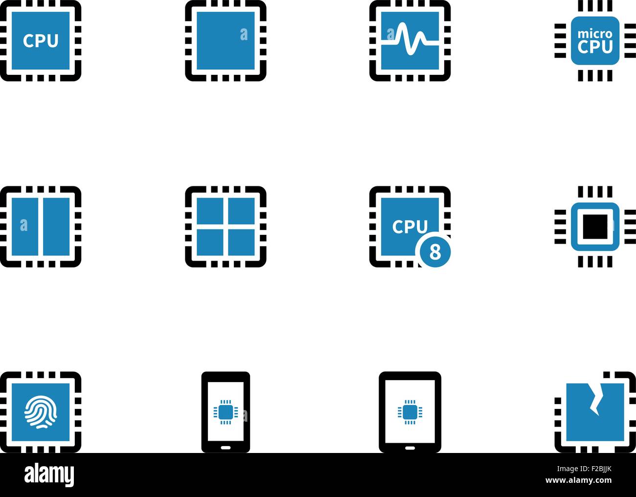 Processor unit duotone icons on white background. Stock Vector