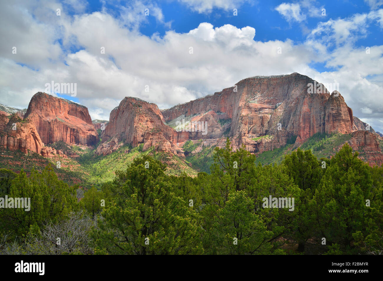 View from end of park road overlook in Kolob Canyon section of Zion National Park in Southwestern Utah Stock Photo