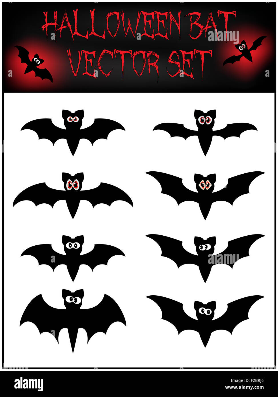 Vector set of Halloween bat silhouette. Illustration isolated on white ...