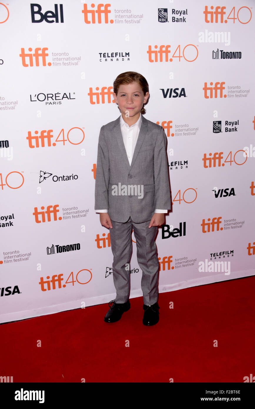 Toronto, Ontario, Canada. 15th Sep, 2015. Actor JACOB TREMBLAY attends the 'Room' premiere during the 2015 Toronto International Film Festival at the Princess of Wales Theatre on September 15, 2015 in Toronto, Canada Credit:  Igor Vidyashev/ZUMA Wire/Alamy Live News Stock Photo