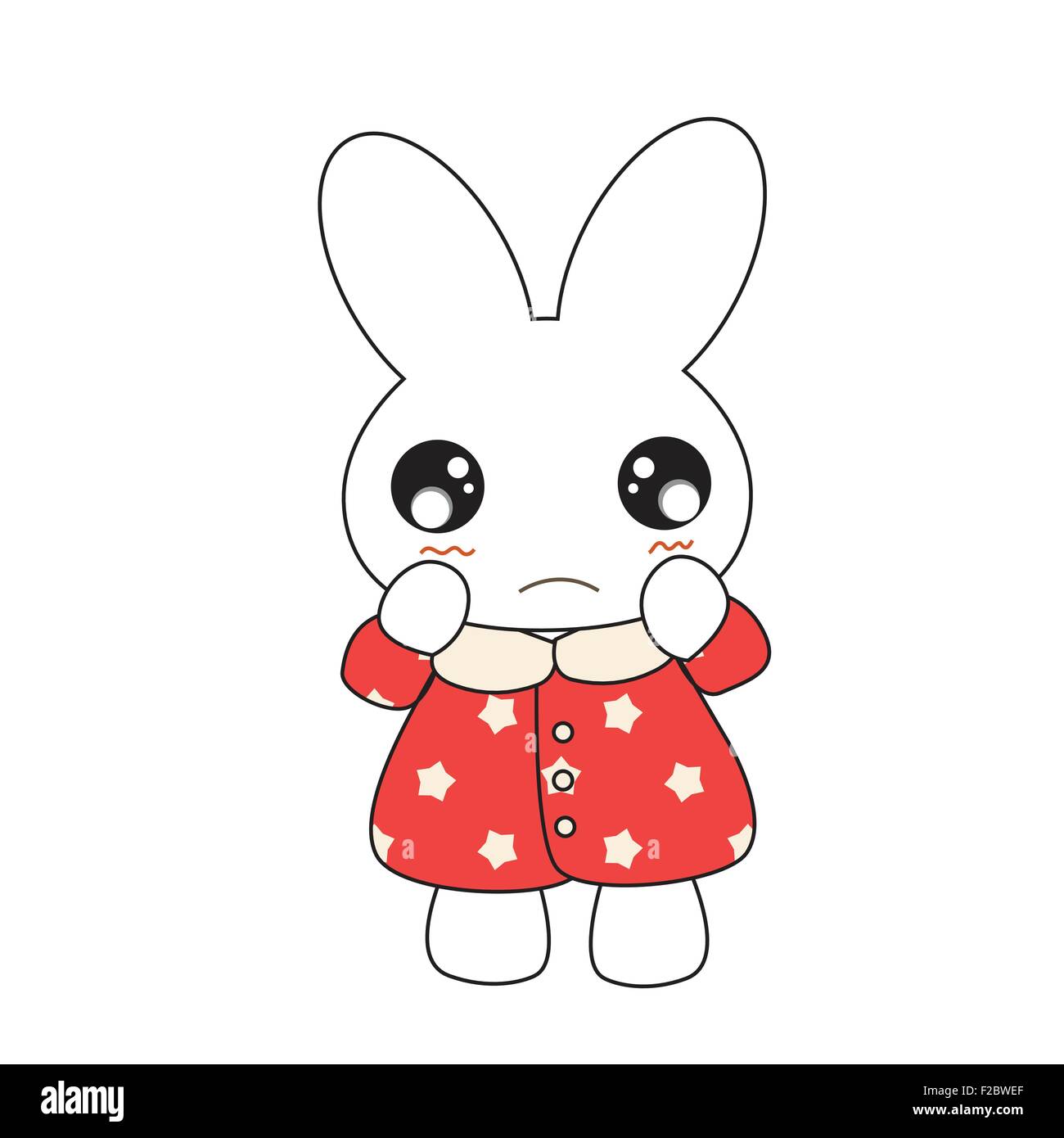 Cute cartoon bunny girl in a pretty pink dress. Vector illustration ...