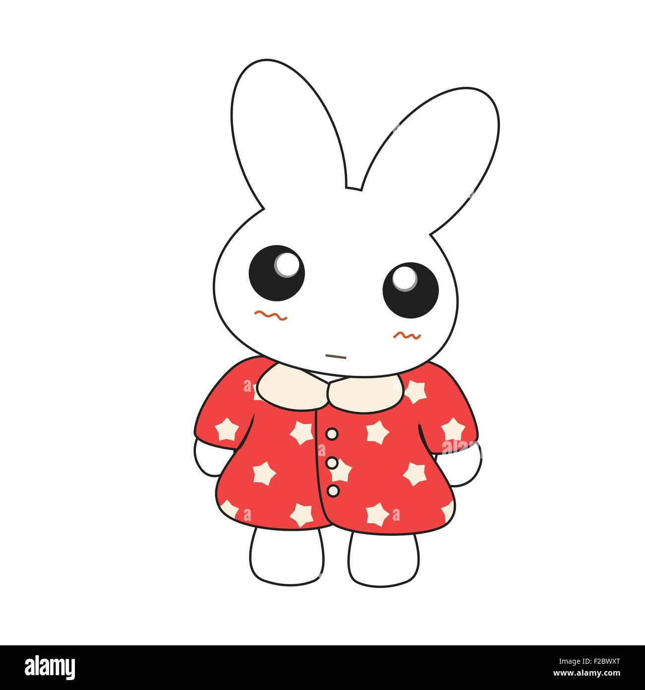 Cute cartoon bunny girl in a pretty pink dress. Vector illustration ...