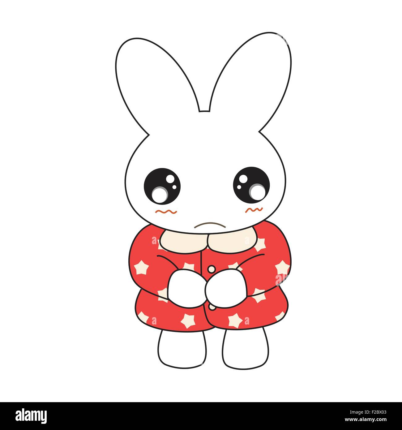 Cute cartoon bunny girl in a pretty pink dress. Vector illustration ...