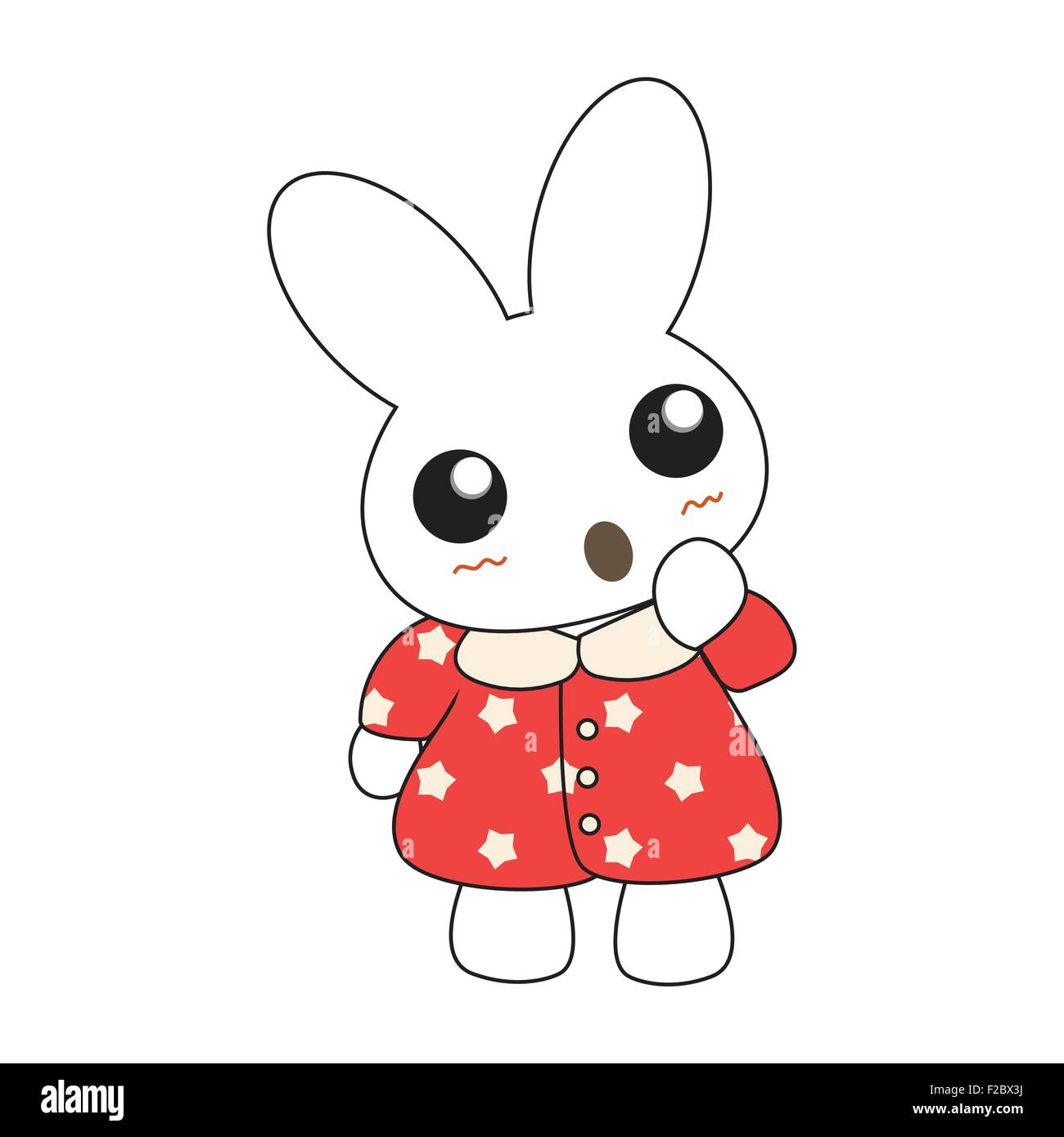 Cute cartoon bunny girl in a pretty pink dress. Vector illustration ...