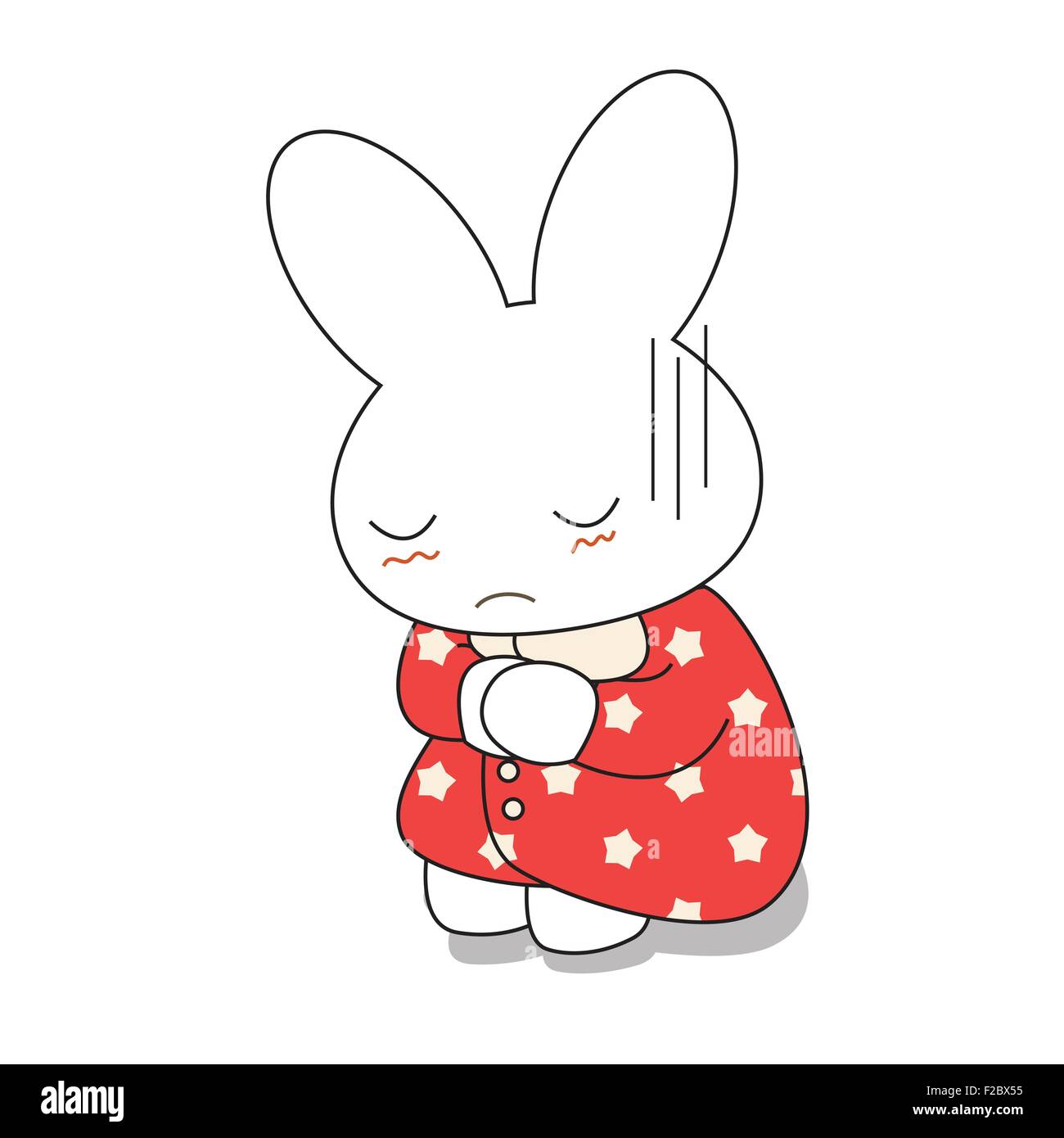 Cute cartoon bunny girl in a pretty pink dress. Vector illustration ...