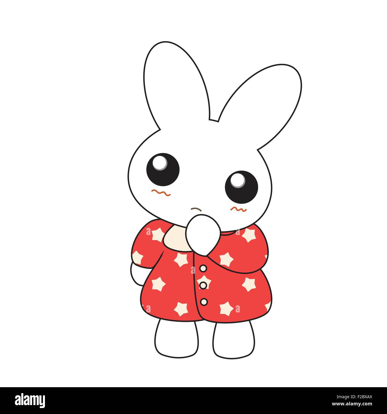 Cute cartoon bunny girl in a pretty pink dress. Vector illustration ...