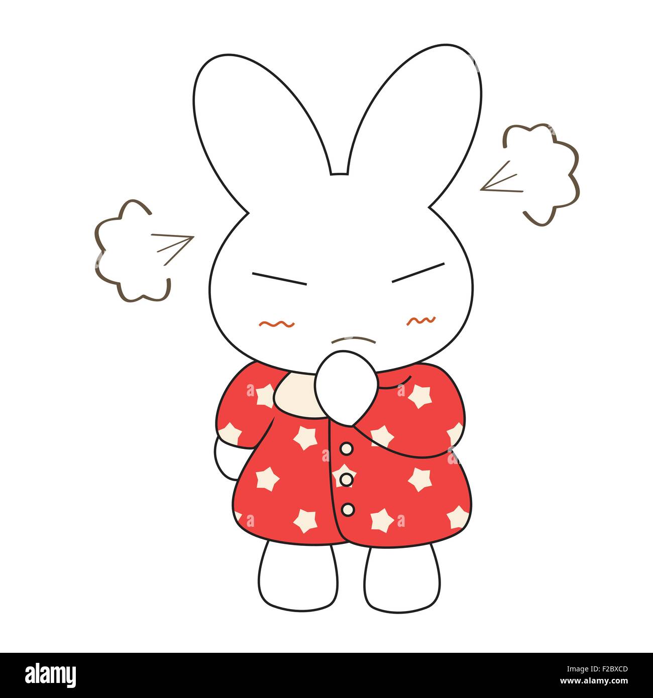 Cute cartoon bunny girl in a pretty pink dress. Vector illustration ...