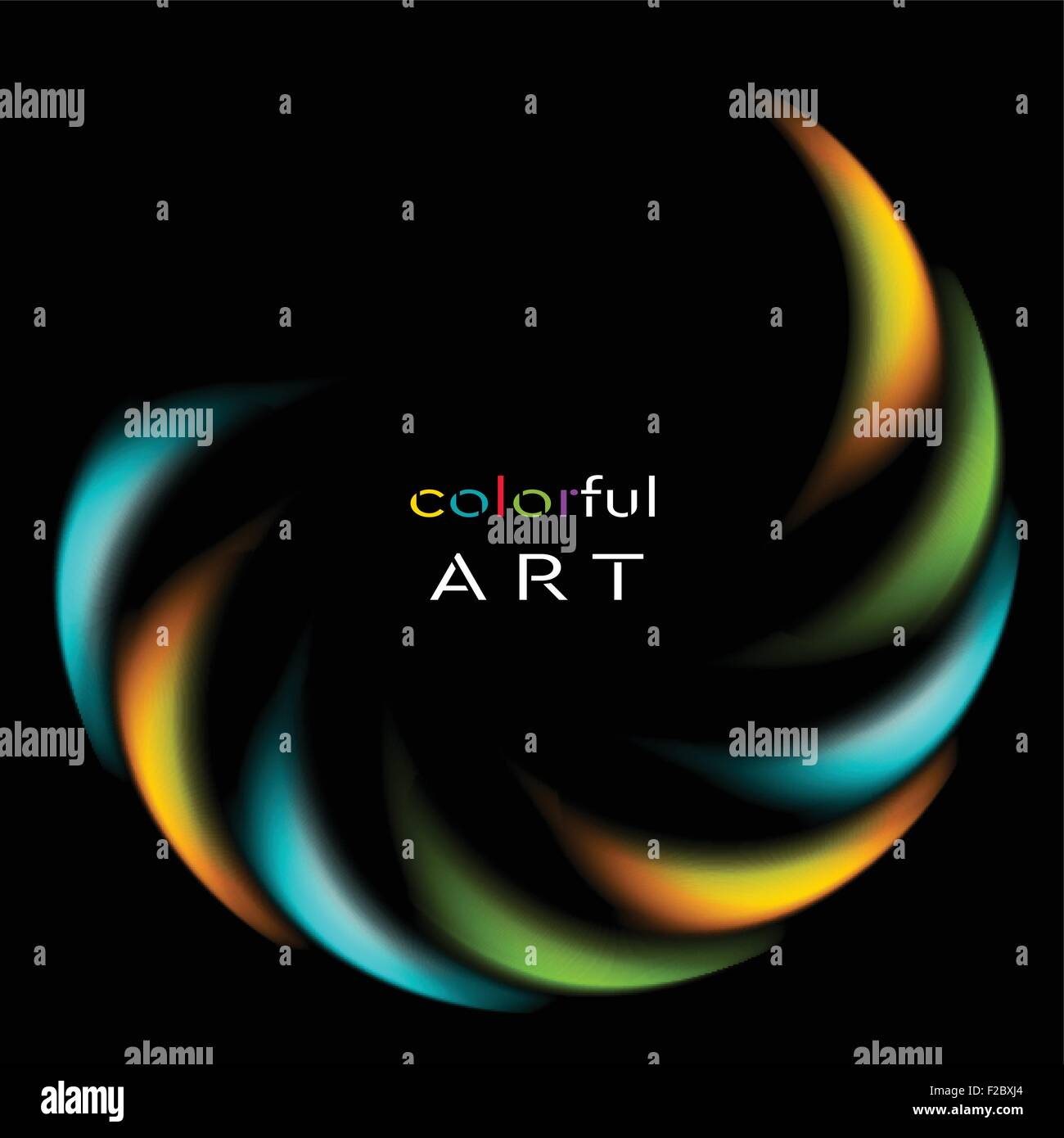 Colorful iridescent round logo on black background. Vector art design ...