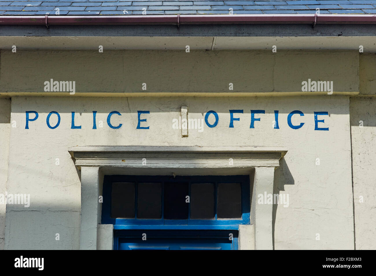 Police Office sign in Peel, Isle of Man Stock Photo
