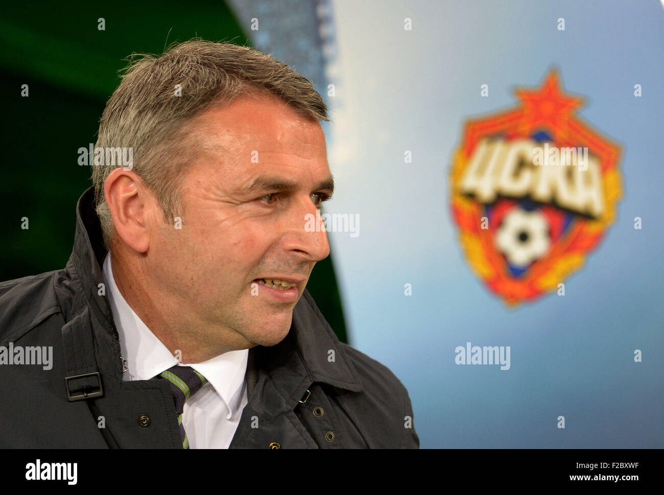Wolfsburg, Germany. 15th Sep, 2015. Wolfsburg's manager Klaus Allofs prior to the UEFA Champions League Group B soccer match between VfL Wolfsburg and CSKA Moscow in Wolfsburg, Germany, 15 September 2015. Credit:  dpa picture alliance/Alamy Live News Stock Photo