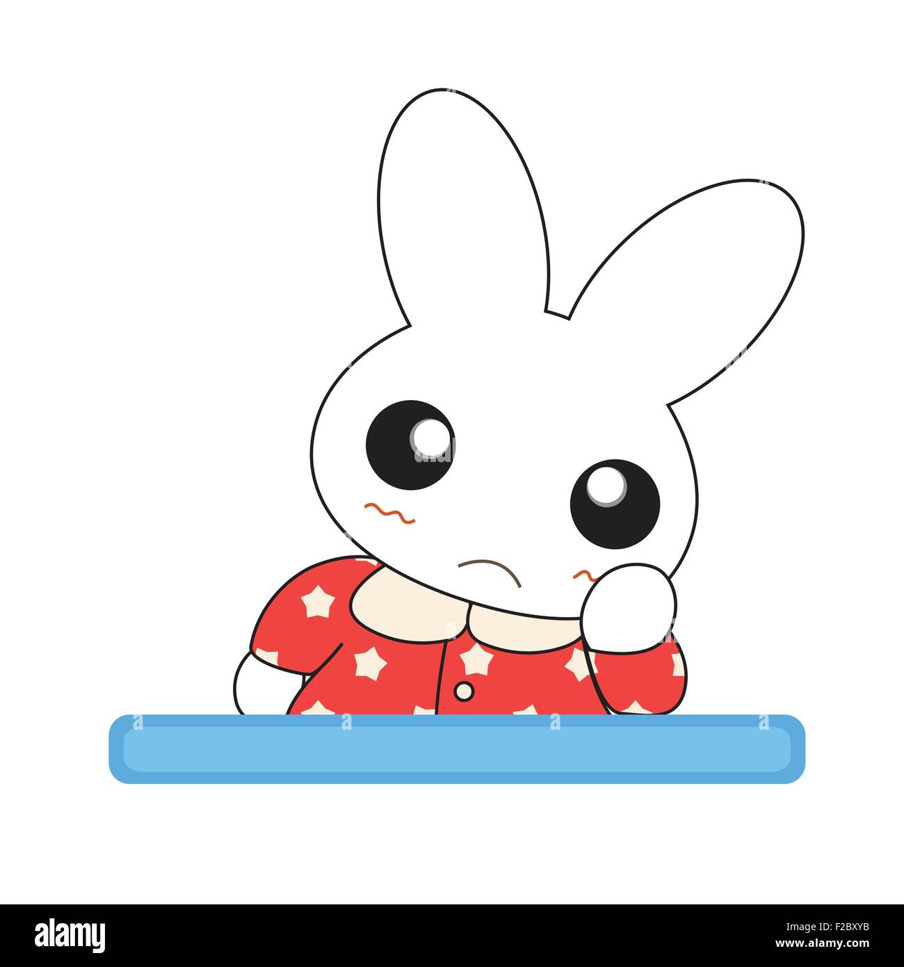 Cute cartoon bunny girl in a pretty pink dress. Vector illustration ...