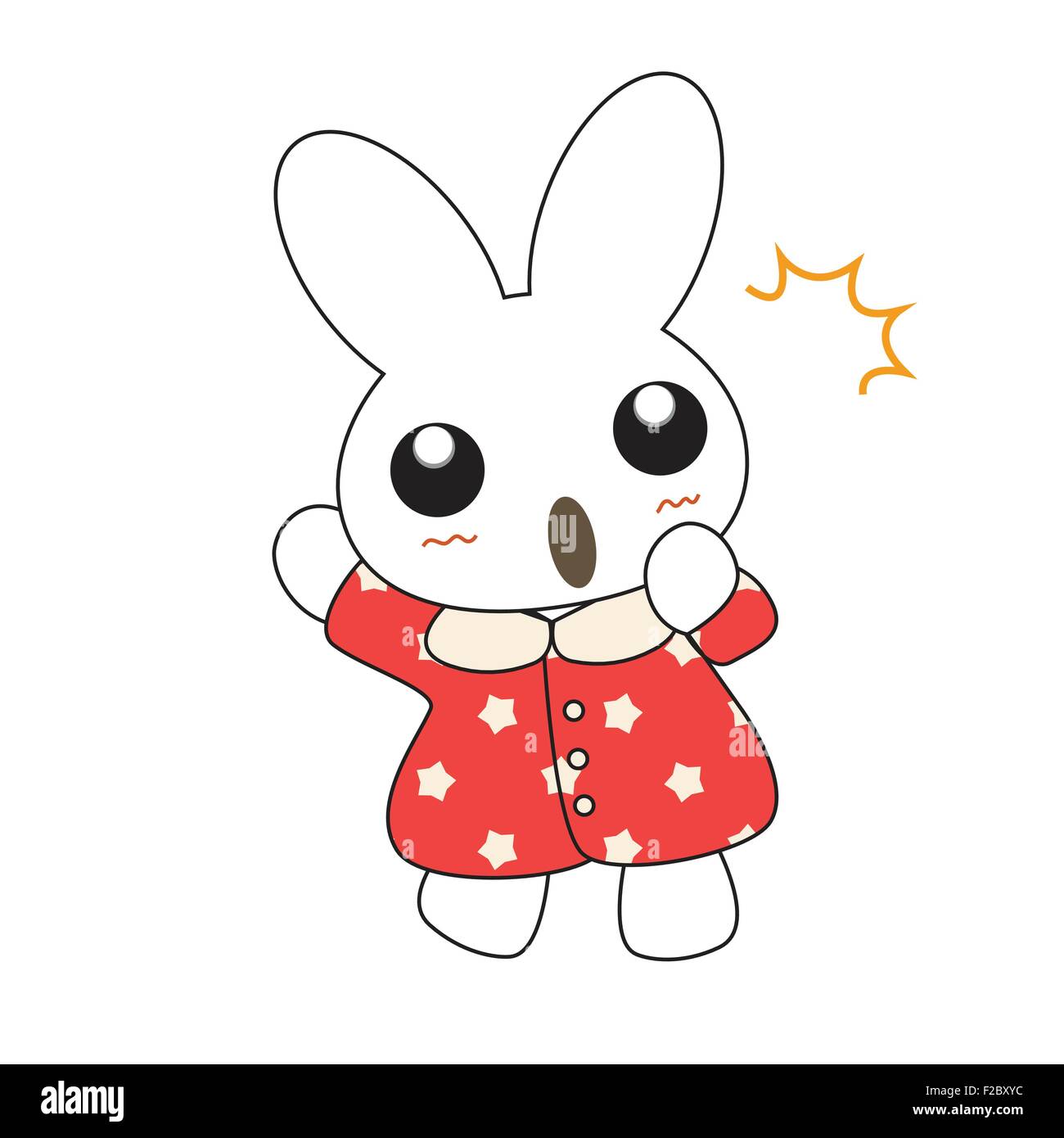 Cute cartoon bunny girl in a pretty pink dress. Vector illustration. Stock Vector