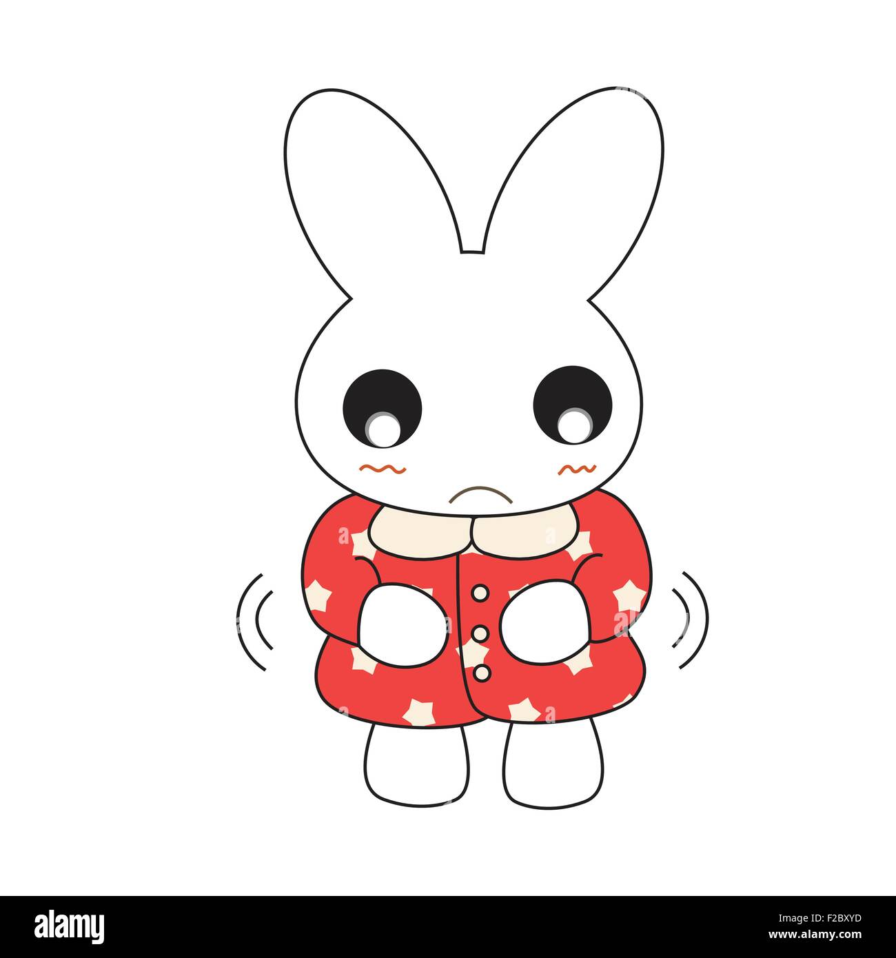Cute cartoon bunny girl in a pretty pink dress. Vector illustration ...