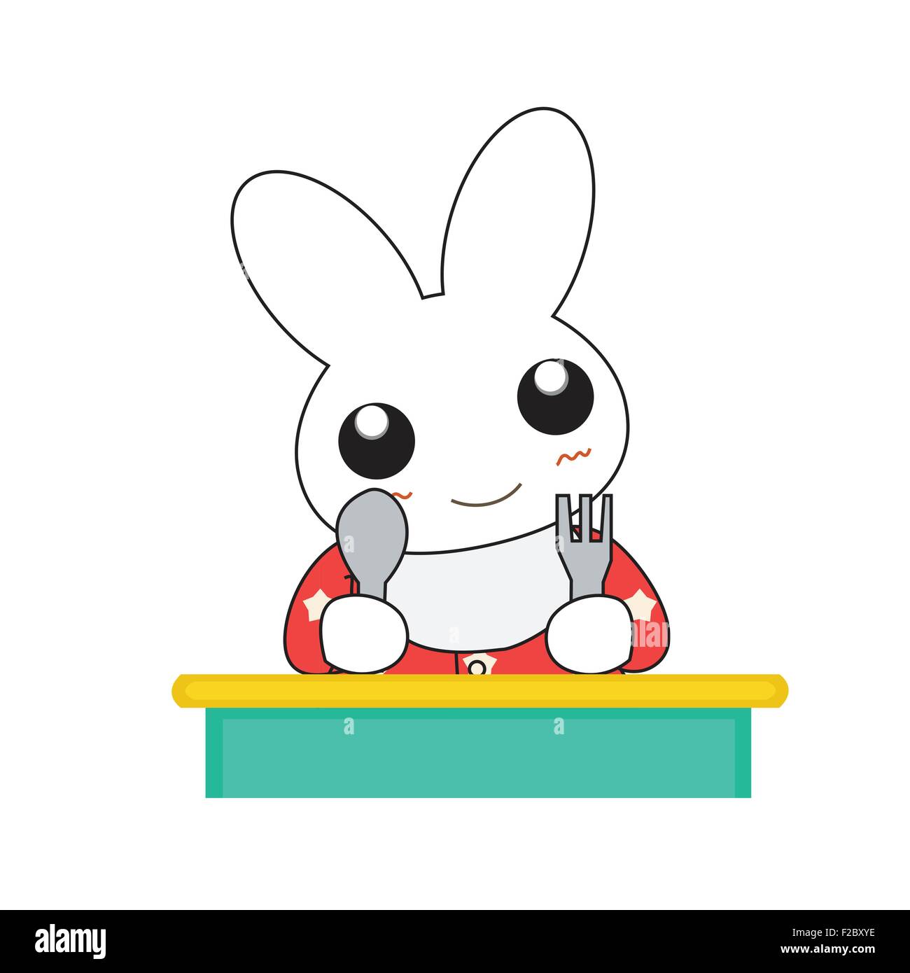 Cute cartoon bunny girl in a pretty pink dress. Vector illustration ...