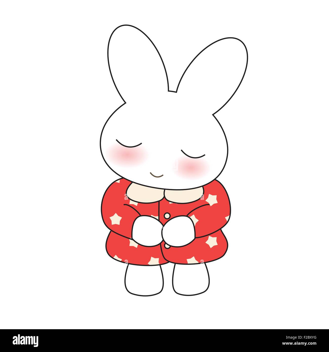 Cute cartoon bunny girl in a pretty pink dress. Vector illustration ...