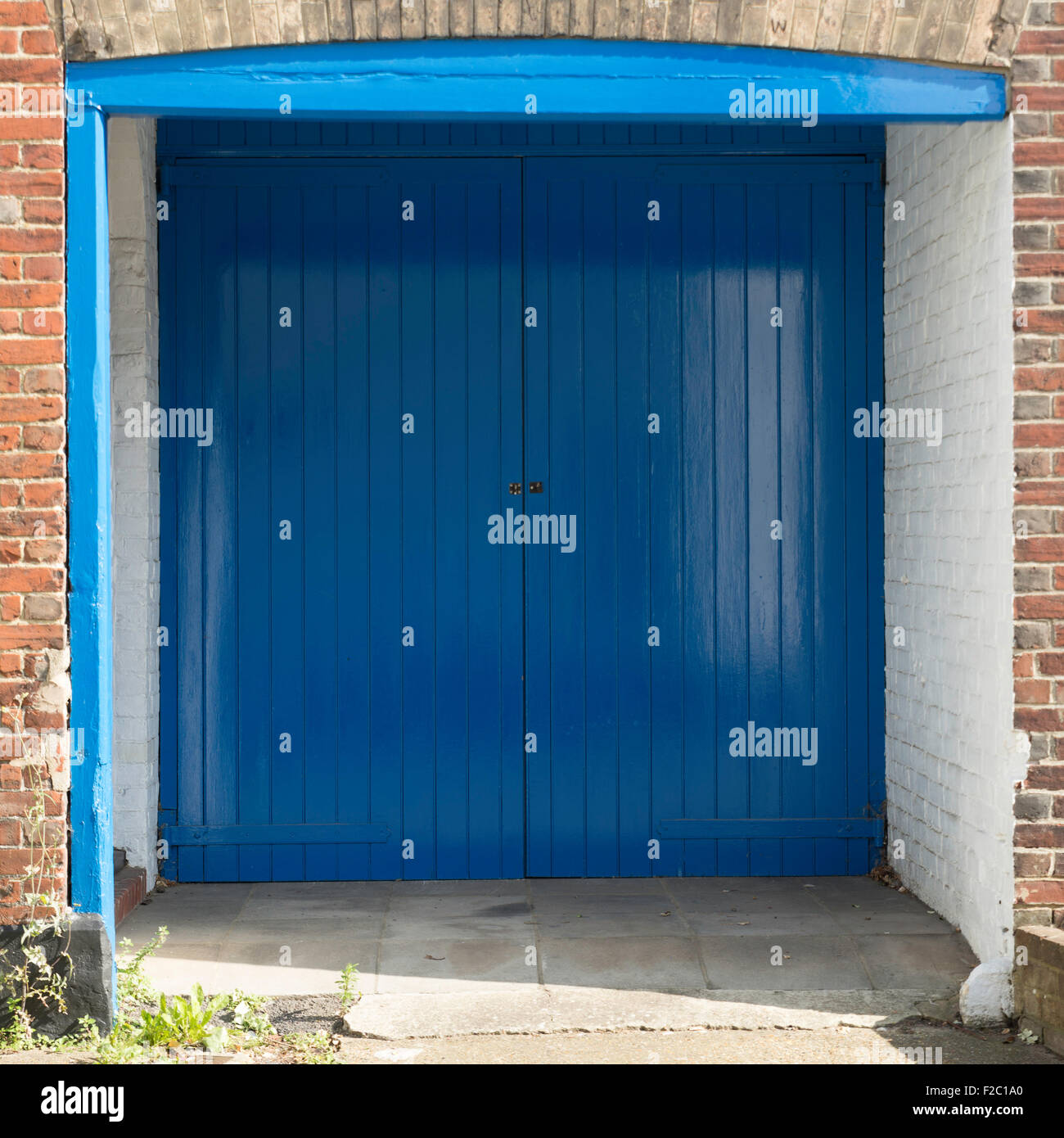 Blue garage doors Stock Photo Alamy