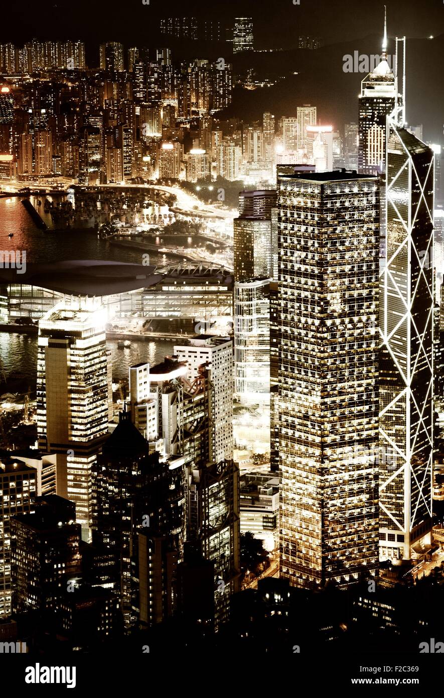 Hong Kong downtown at night Stock Photo - Alamy