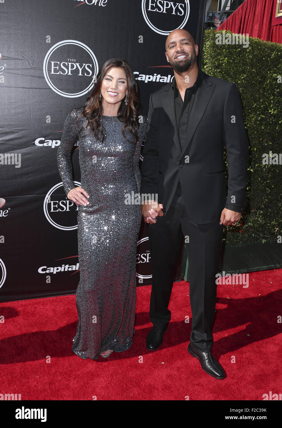 The 2015 ESPY Awards held at The Microsoft Theatre - Red Carpet Arrivals  Featuring: Hope Solo, Jerramy Stevens Where: Los Angeles, California, United States When: 15 Jul 2015 Stock Photo
