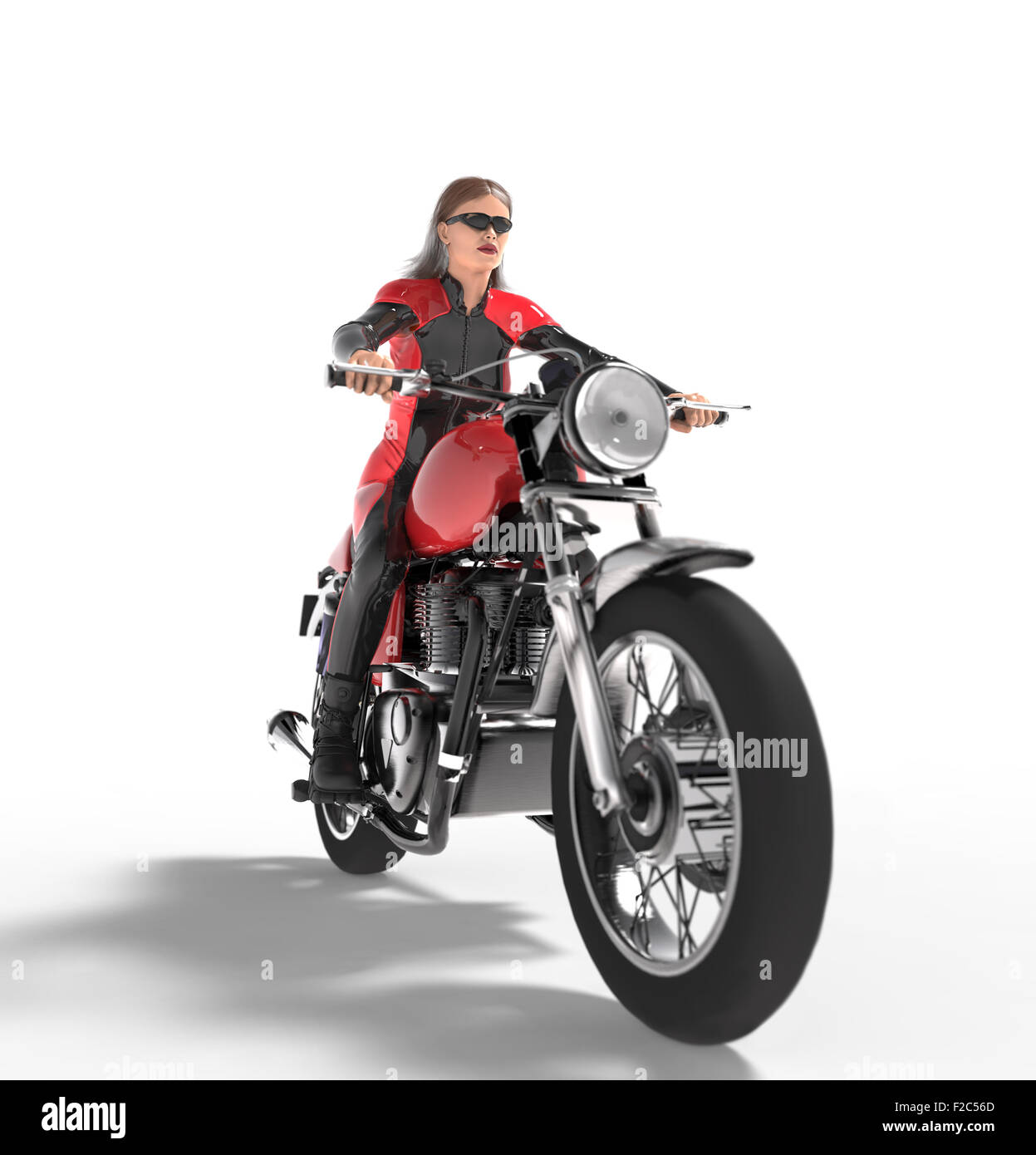 woman riding on motorbike Stock Photo