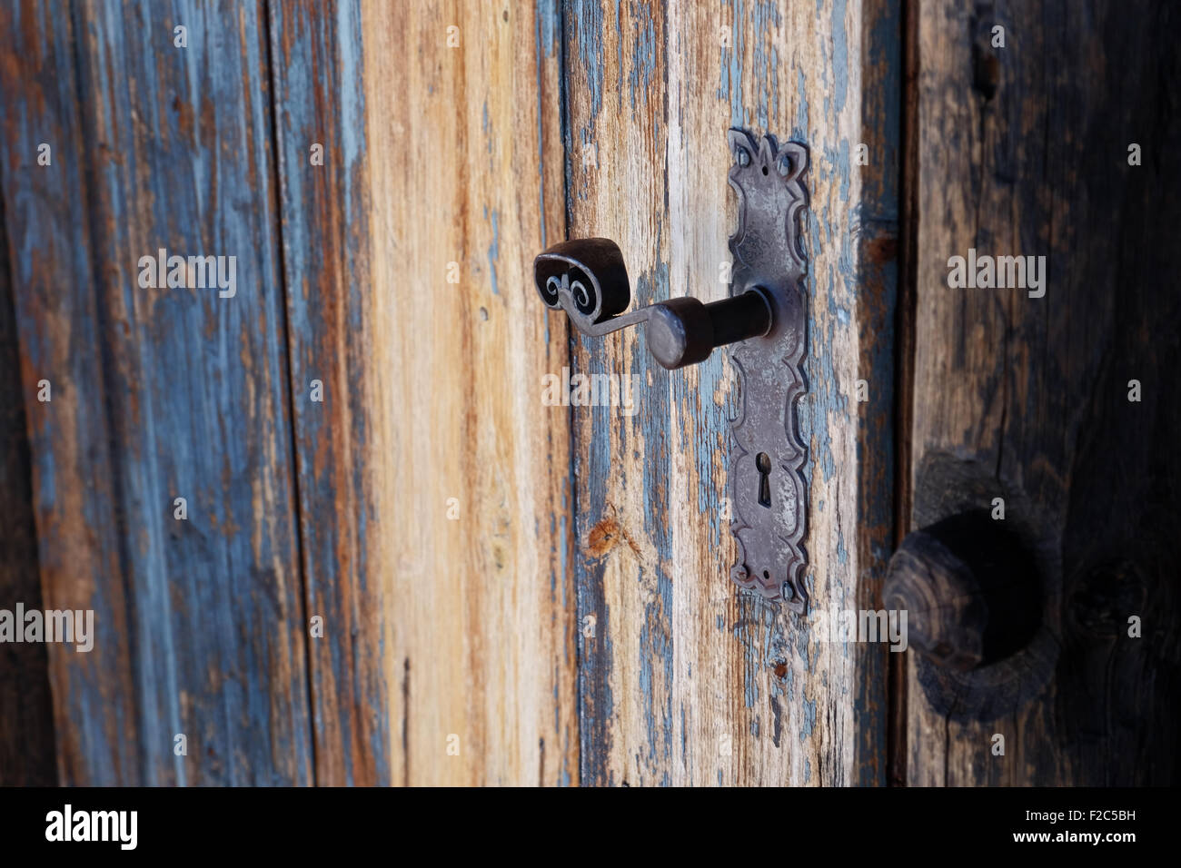 door fittings on a very old  cabin door at Sota Seter in Norway Stock Photo