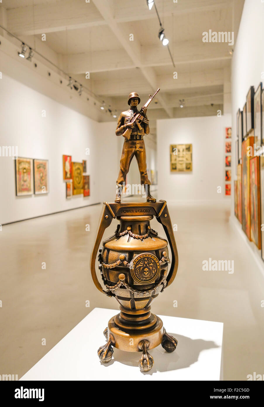 Sculpture of Charlie Becker commisioned by Shepard Fairey on display at CAC. Centre for Contemporary Art. soho, Malaga, Spain. Stock Photo