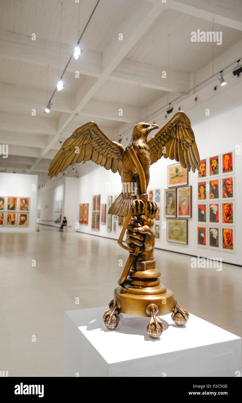Sculpture of Charlie Becker commisioned by Shepard Fairey on display at CAC. Centre for Contemporary Art. soho, Malaga, Spain. Stock Photo