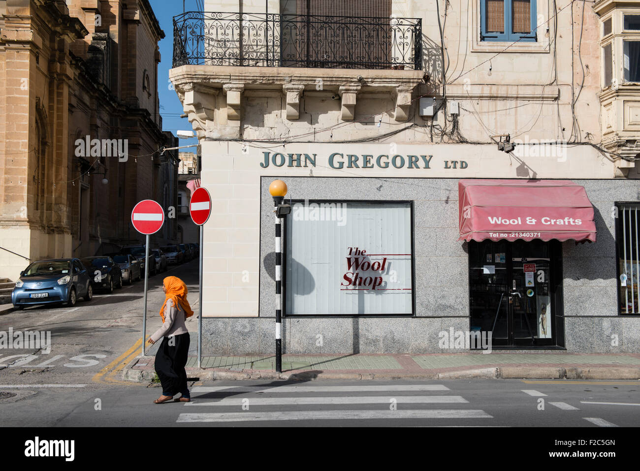 Malta, 28 December 2014  The harbourfront of the Ta Xbiex and Gzira neighbourhoods opposite the old capital of Valetta. Stock Photo