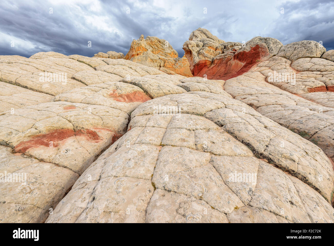 Sandstone rock formation at the White Pocket, Paria Plateau in Northern Arizona, USA Stock Photo