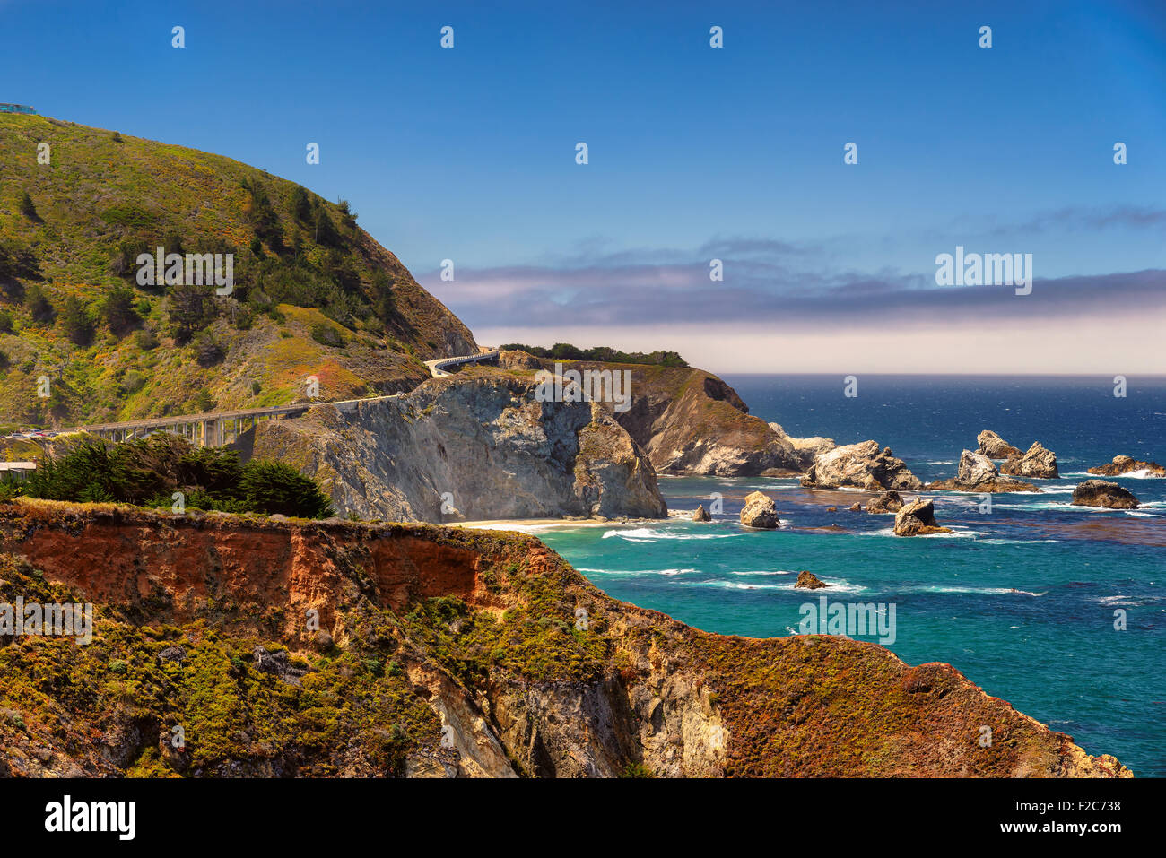 Pacific Coast Highway at southern California, end of Big Sur, USA Stock Photo