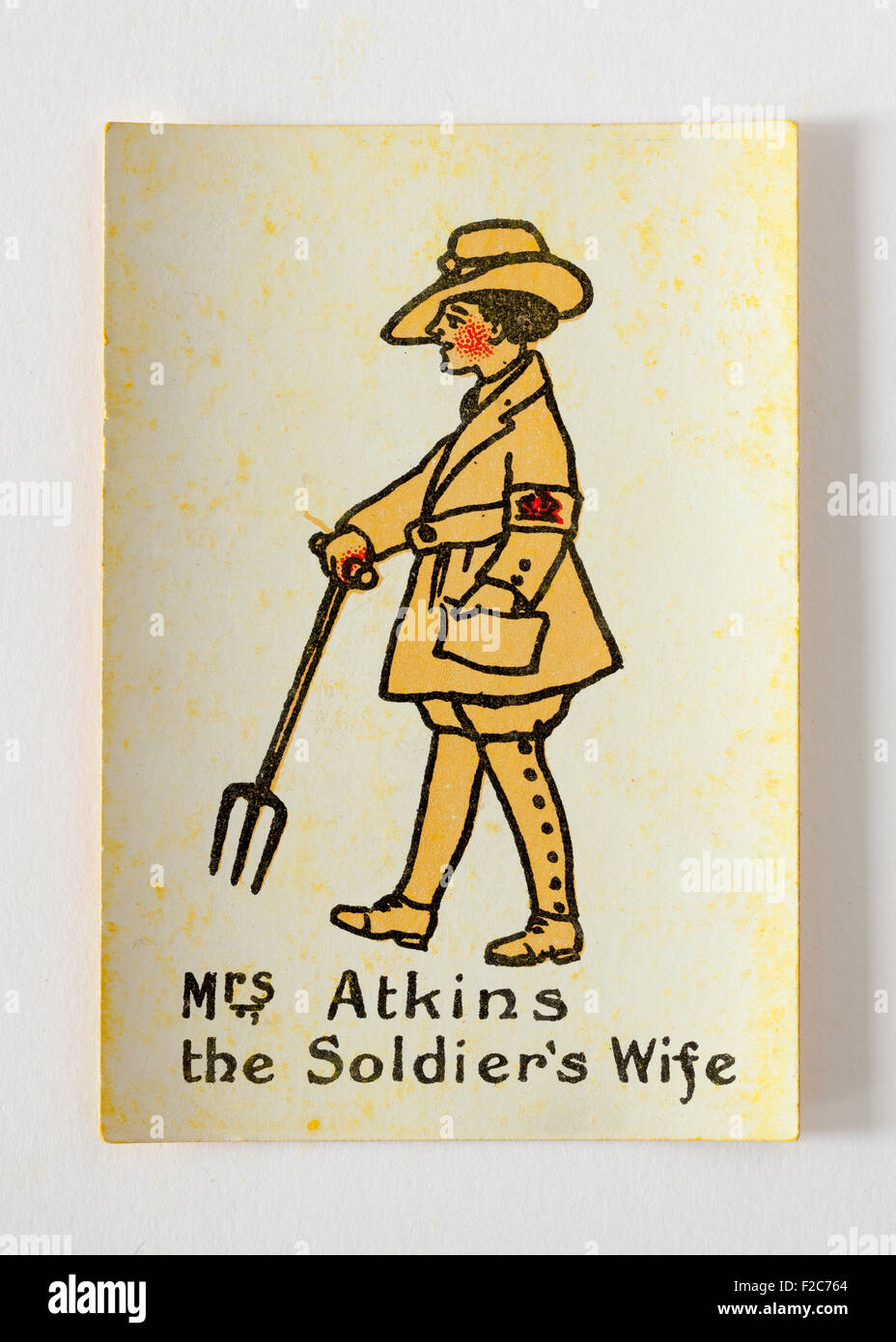 Mrs Atkins the Soldiers Wife Playing Card from Vintage Happy Families Game Stock Photo