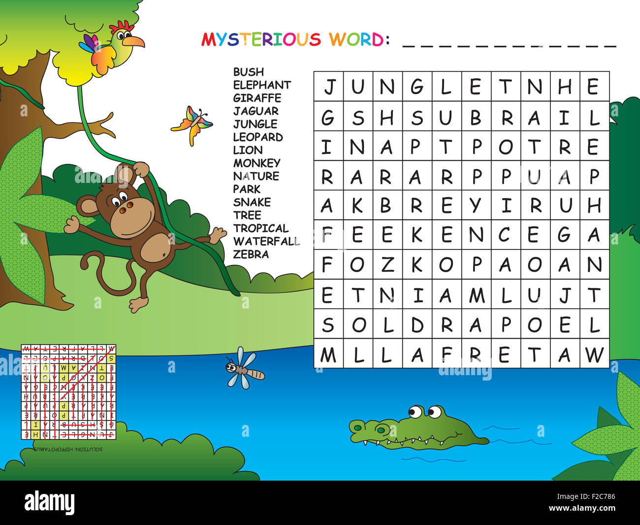game for children : find all words (horizontal, vertical and diagonal ...