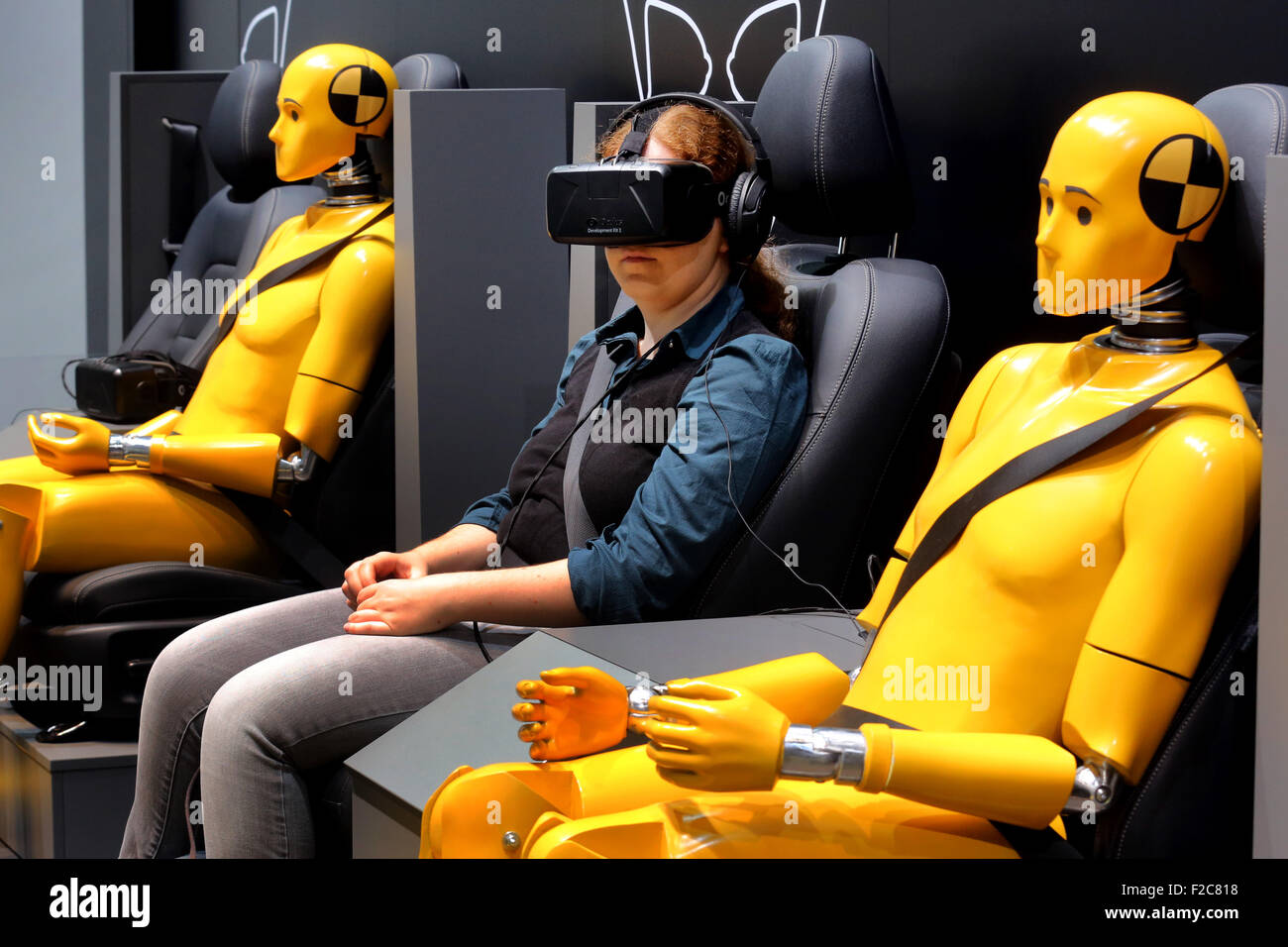 Frankfurt/M, 16.09.2015 - Virtual test drive at the TOYOTA stand at the 66th International Motor Show IAA 2015 (Internationale Automobil Ausstellung, IAA) in Frankfurt/Main, Germany Stock Photo