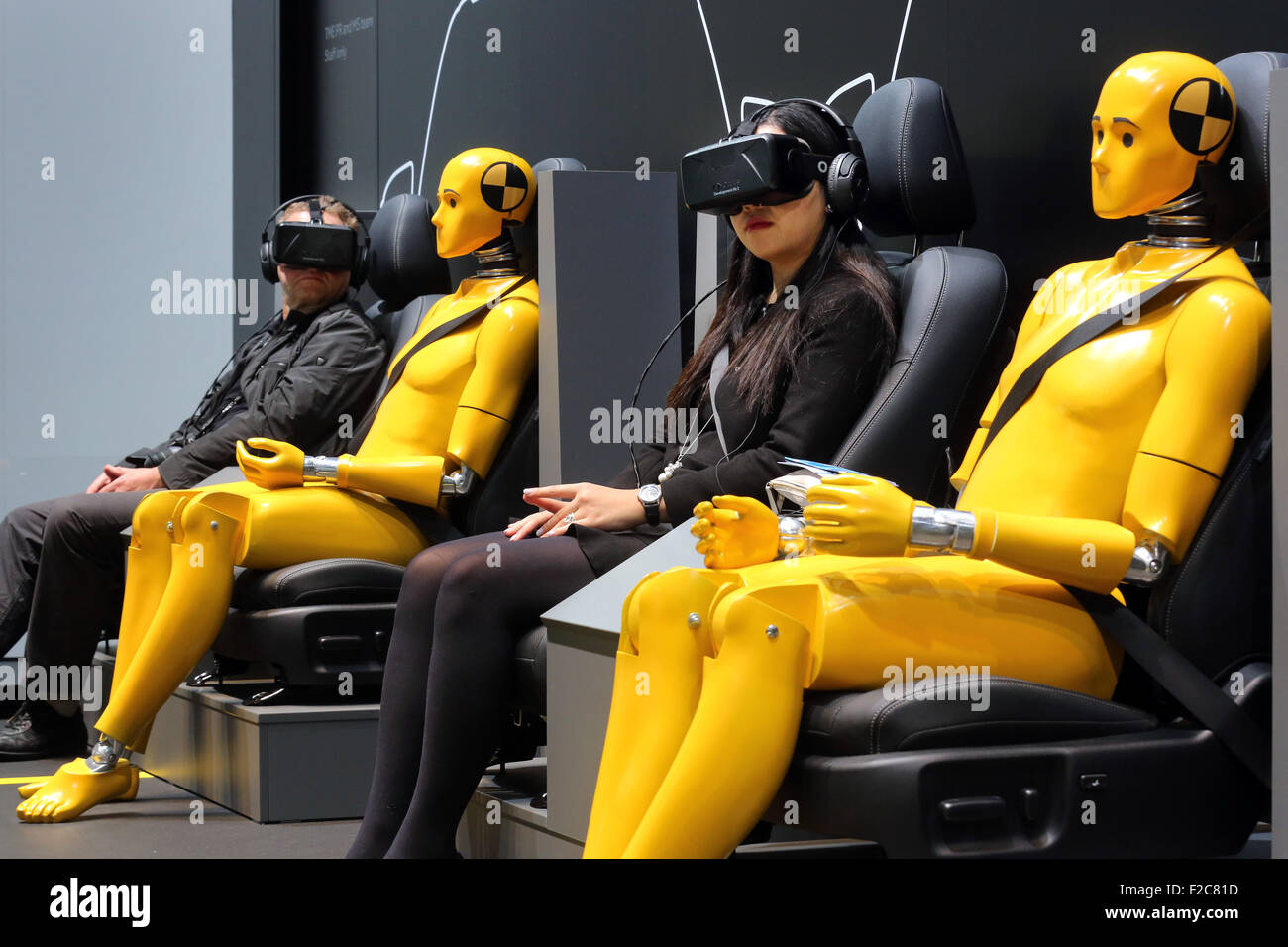 Frankfurt/M, 16.09.2015 - Virtual test drive at the TOYOTA stand at the 66th International Motor Show IAA 2015 (Internationale Automobil Ausstellung, IAA) in Frankfurt/Main, Germany Stock Photo