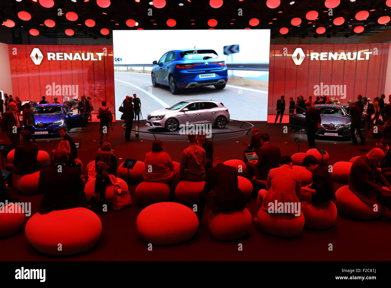 Frankfurt/M, 16.09.2015 - RENAULT stand at the 66th International Motor Show IAA 2015 (Internationale Automobil Ausstellung, IAA) in Frankfurt/Main, Germany Stock Photo