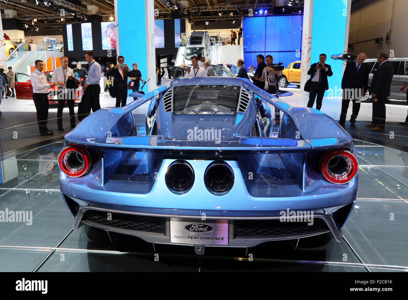 Frankfurt/M, 16.09.2015 - FORD GT concept car at the Ford stand at the 66th International Motor Show IAA 2015 (Internationale Automobil Ausstellung, IAA) in Frankfurt/Main, Germany Stock Photo
